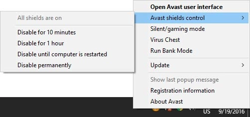 How to deactivate avast